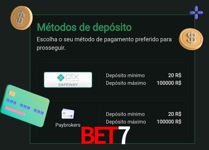 O cassino bet7 oferece uma grande variedade de métodos de pagamento